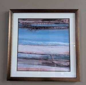 lot 80 image: ML - Set of 2 Framed Abstract Art Prints, 32 x 32 Inches