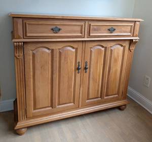 lot 93 image: ML - Classic Wood Cabinet with Drawers and Decorative Hardware