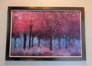 lot 135 image: ML - Large Framed Print Pink Forest Landscape