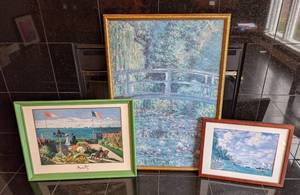 lot 144 image: ML - Collection of 4 Framed Art Prints including Monet
