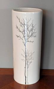 lot 146 image: ML - Tall Ceramic Vase with Tree Design, 13 Inch