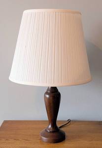 lot 152 image: UL - Table Lamp with Wood Base and Pleated Shade