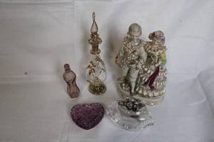 lot 129 image: Collection of Decorative Glass and Porcelain Figurines and Trinket Dishes