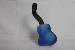 lot 144 image: Handcrafted Blue Art Glass Guitar Sculpture