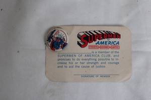 lot 171 image: 1966 Superman Supermen of America Club Badge with Member Card and Kryptonic Code