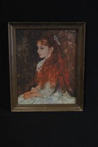 lot 287 image: Framed Renoir Print Portrait of Girl with Red Hair