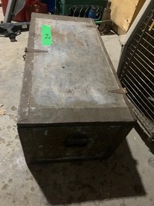 lot 42 image: Metal covered wood box wmisc items