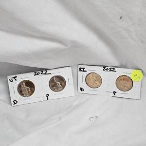 lot 27 image: Utah and Rhode Island Gold $1 (4) UNC