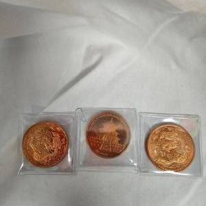 lot 35 image: 3-2012 1 oz Copper Rounds (3)