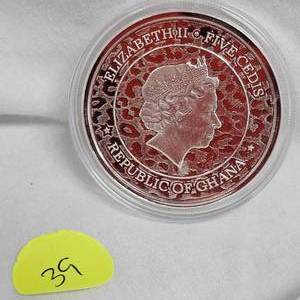 lot 39 image: 2021 5 Cedos African Leopard 1oz .999 Silver Round