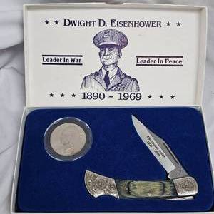 lot 41 image: 1890-1969 Dwight D Eisenhower Coin & Knife Set