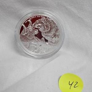 lot 42 image: 2022 $5 .999 Silver 1 oz Big Game Silver Round, Cery Nice