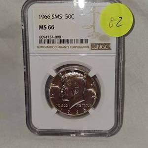 lot 82 image: 1966 SMS Franklin 50c NGC MS66