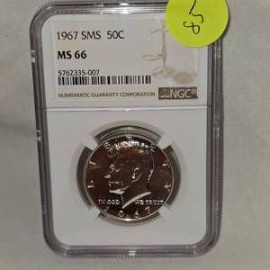 lot 85 image: 1967 SMS Kennedy 50c NGC MS66