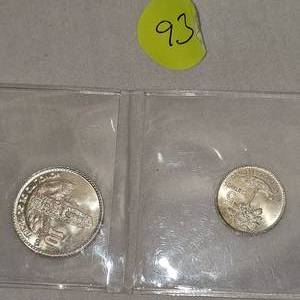 lot 93 image: 1964 Guatemala Silver 5 Centavos, 10 Centavos