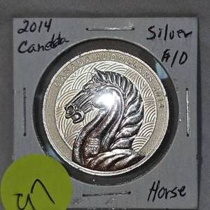 lot 97 image: 2014 Canadian $10 Silver Horse .999 Silver
