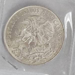 lot 115 image: 1968 Silver 25 Peso Mexican Olympics