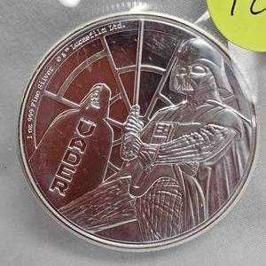 lot 123 image: 2022 Darth Vader .999, 1 oz Silver Star Wars