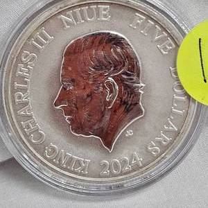 lot 131 image: 2024 $5, 2oz .999 Silver Turtle