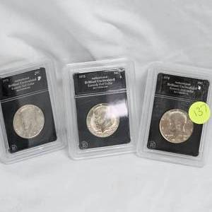 lot 137 image: 1972,73,74, BU Kennedy 50c Encaps, Authenticated (3)