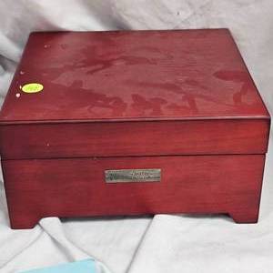 lot 142 image: Beautiful Cherrywood Coin Slotted Display Box