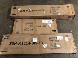 lot 10 image: VIWAT 14 ft. W x 12 ft. D Metal Outdoor Storage Garden Tool Steel Shed with Lockable Doors and Vents Customer Returns See Pictures