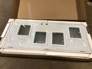lot 20 image: 32 in. x 80 in. Beatrice Screen 4 Lite Painted White Left-Hand Inswing Steel Prehung Front Door customer return see pictures
