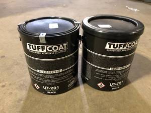lot 29 image: Lot of 2  TUFF COAT UT-201 1-Gl Black InteriorExterior, ConcreteWoodFiberglassMetal Paint customer return see pictures