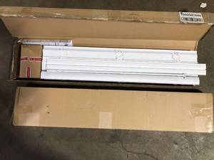 lot 32 image: Home Decorators Collection White Cordless Faux Wood Blinds for Windows with 2 in. Slats - 36.5 in. W x 72 in. L (Actual Size 36 in. W x 72 in. L) customer return see pictures