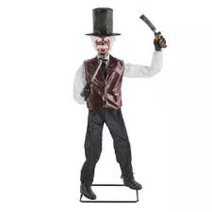 lot 58 image: 25PA04177 Grave and Bones Animated LED Zombie Barber  customer return see pictures