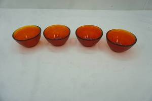 lot 61 image: Vintage Ruby Red Amberina Glass Dishes (4ct)
