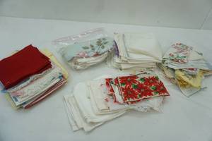 lot 84 image: Vintage Ladies Hankies, Doilies, Table Cloths. Some with Original Stickers