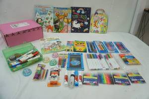 lot 145 image: Unopened Markers, Pens, Pencils, Colored Pencils, Glue Sticks, Erasers, Paint Brushes, Mini Paint Sets, Coloring Books