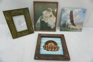 lot 149 image: Vintage Victorian Framed Print and Other Wall Decor