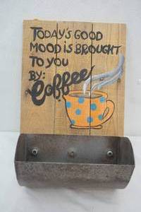 lot 157 image: Vintage Coffee Sign 10 wide by 15.5 tall