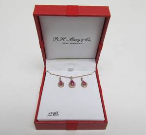 lot 225 image: Lovely 14k Gold over Sterling Silver Matching Necklace & Earring Set wGemstones