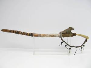 lot 9 image: Excellent Native American Made Pipe wLarge & Impressive Carved Stone Pipe Head #1