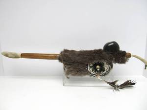 lot 10 image: Excellent Native American Made Pipe wLarge & Impressive Carved Stone Pipe Head #2