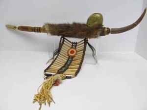 lot 11 image: Excellent Native American Made Pipe wLarge & Impressive Carved Stone Pipe Head #3