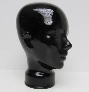 lot 122 image: Excellent Vintage Black Glass Life-size Display Head - Made in Spain