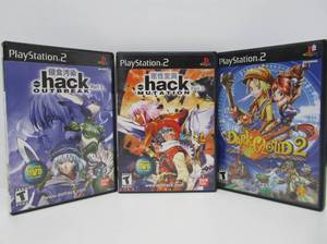 lot 128 image: 3 Playstation 2 - PS2 Video Games - Hack Mutation Hack Outbreak & Dark Cloud 2