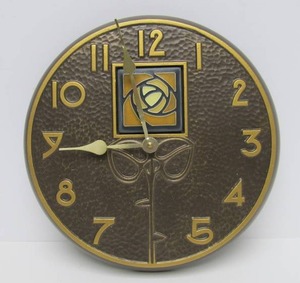 lot 135 image: Beautiful Arts & Crafts Style Cast Metal Wall Clock by Whitehall Products