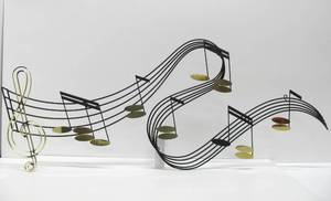 lot 231 image: LARGE Signed C. JERE Brass  Metal Musical Wall Sculpture