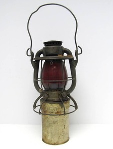 lot 234 image: Awesome Antique DIETZ Vesta Railroad Lantern wEmbossed Red Glass Globe 