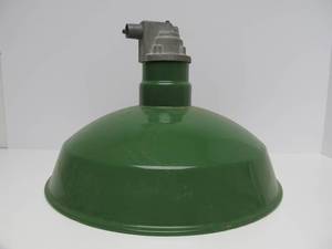 lot 249 image: Very Nice Large 18 Vintage Industrial  Service Station Green Porcelain Enamel Light Fixture #2