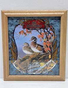 lot 213 image: Retro Vintage OLD MILWAUKEE Advertising Beer Mirror Sign wDucks