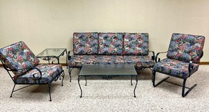 lot 7 image: Excellent Condition & Quality SAM BLOUNT Company Iron Patio Furniture Set