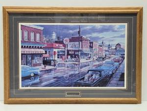 lot 307 image: Excellent Large Framed Signed Numbered KEN ZYLLA Print - Reflections of Main Street
