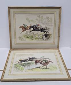 lot 300 image: Pair of Very Nice Large Signed Steeple Chase Engavings