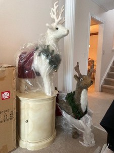 2 LARGE New with Tags Christmas Reindeer Display Footstools - Ditz Designs by The Henhouse